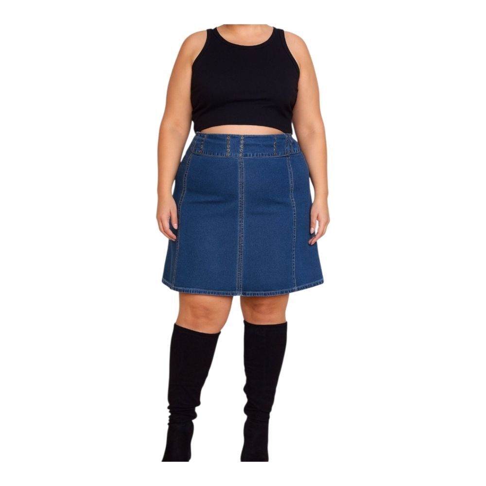 Y2K Starwear Denim Stretch Pencil Skirt Size 18 Kick Vent Midi Star Wear Jeans